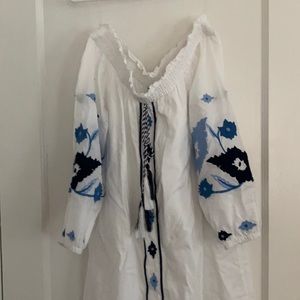 Strapless Embroidered White Dress